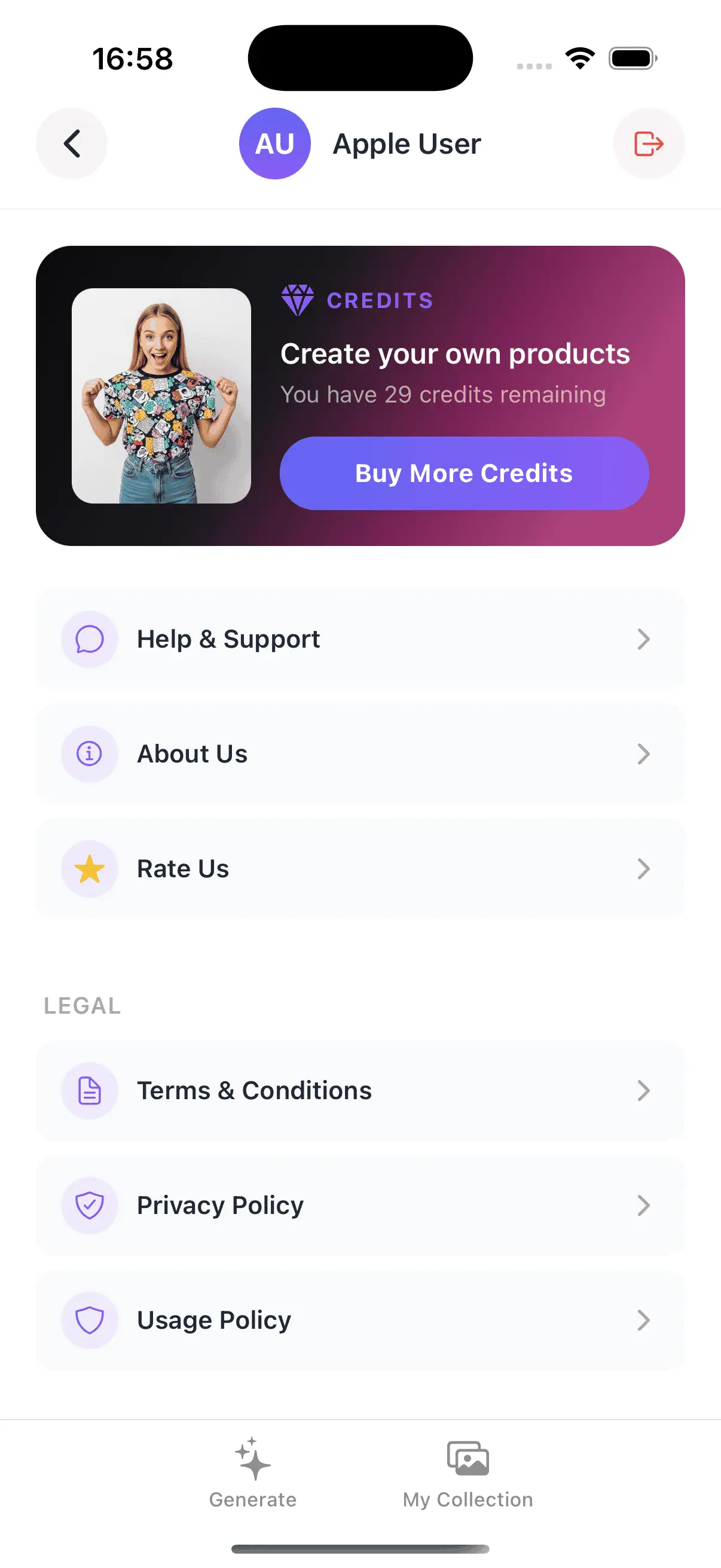 Pocket Studio profile interface